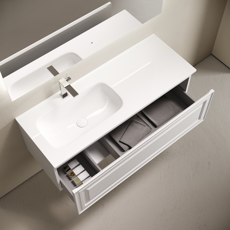 Тумба с раковиной Sancos Very 120 L подвесная, 1 ящик, bianco