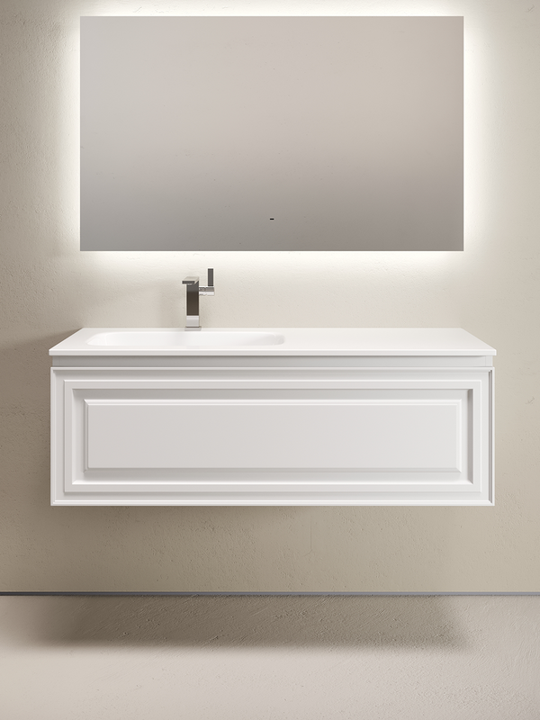 Тумба с раковиной Sancos Very 120 L подвесная, 1 ящик, bianco