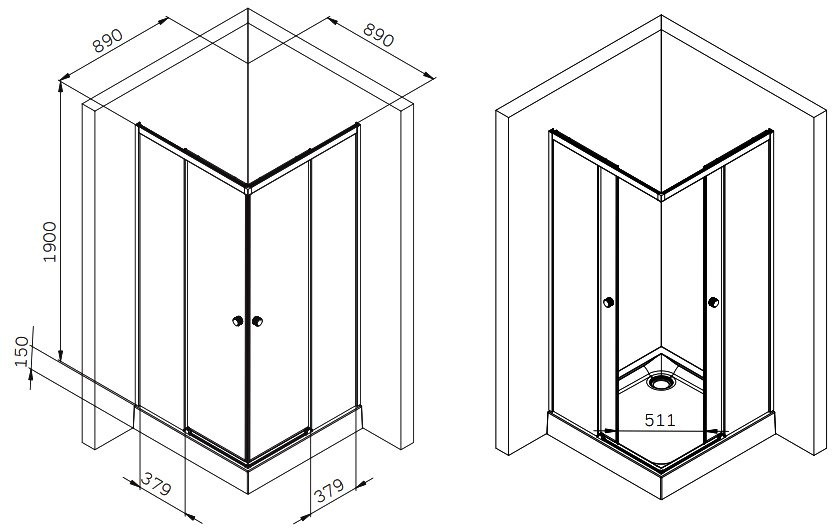 Душевой уголок AM.PM X-Joy W94G-403-9090-BT1K 90х90 см