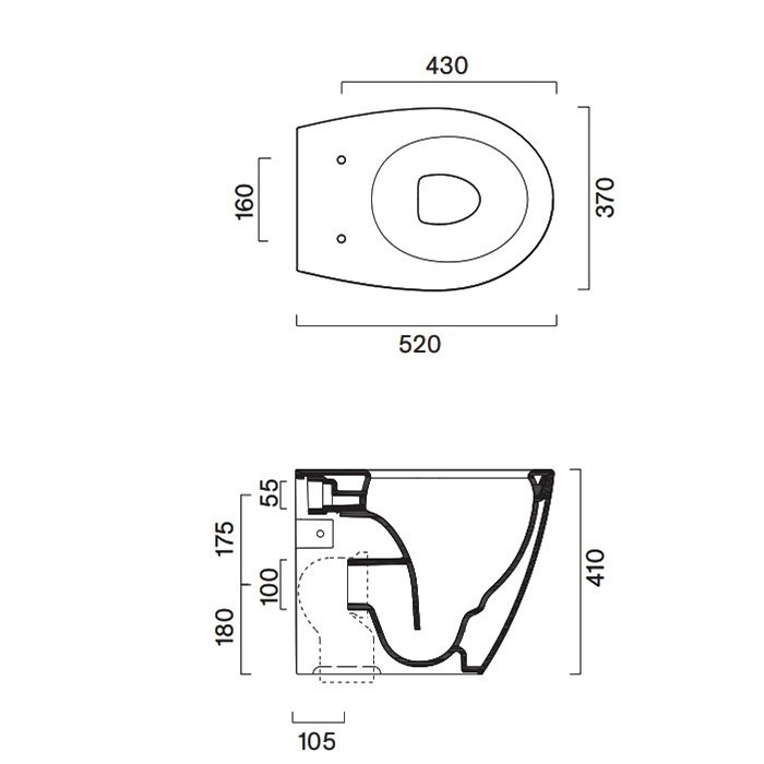 Унитаз приставной напольный Catalano Italy 0712520001 с микролифтом