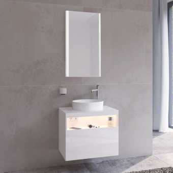 Мебель для ванной Keuco Stageline 32855 65 см, с подсветкой, розеткой и точкой зарядки USB и USB-C, белая