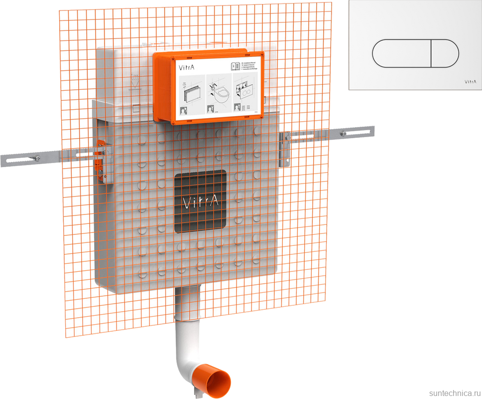 Смывной бачок скрытого монтажа VitrA V12 762-1740-01 + Кнопка смыва VitrA Root Square 740-2200 белая глянцевая
