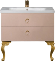 Тумба с раковиной Armadi Art NeoArt 80 капучино с ручками Moon золото, с ножками