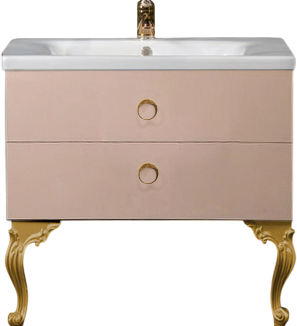Тумба с раковиной Armadi Art NeoArt 80 капучино с ручками Moon золото, с ножками