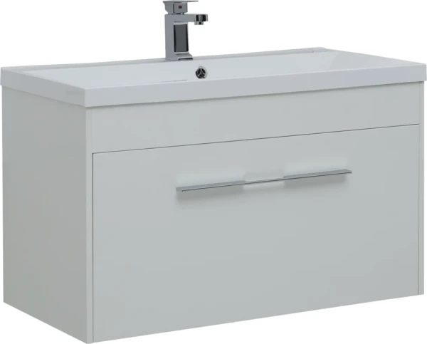 Тумба с раковиной Aquanet Августа 100 белая, ручка хром