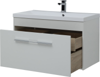 Тумба с раковиной Aquanet Августа 100 белая, ручка хром