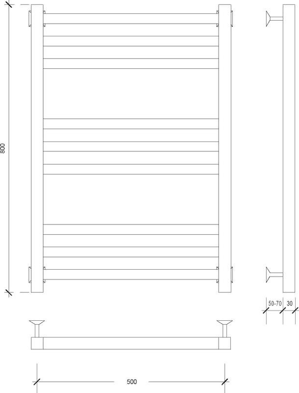 Полотенцесушитель водяной Secado Корато 3 85x55 см, матовый черный, лесенка