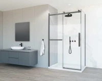 Душевой уголок Vincea Como Soft VSR-1CS1013CLGM 130х100, профиль вороненая сталь, стекло прозрачное