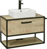 Тумба под раковину со столешницей AQUATON Лофт Фабрик 80 дуб эндгрейн