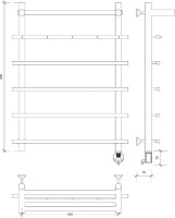 Полотенцесушитель электрический Secado Турин 1 КСП 85x55 см, подключение справа, глянцевый хром, лесенка, с полкой