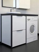 Тумба с раковиной Comforty Лозанна 120 напольная, глянцевая белая, с раковиной Art Inside