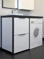 Тумба с раковиной Comforty Лозанна 120 напольная, глянцевая белая, с раковиной Art Inside