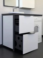 Тумба с раковиной Comforty Лозанна 120 напольная, глянцевая белая, с раковиной Art Inside