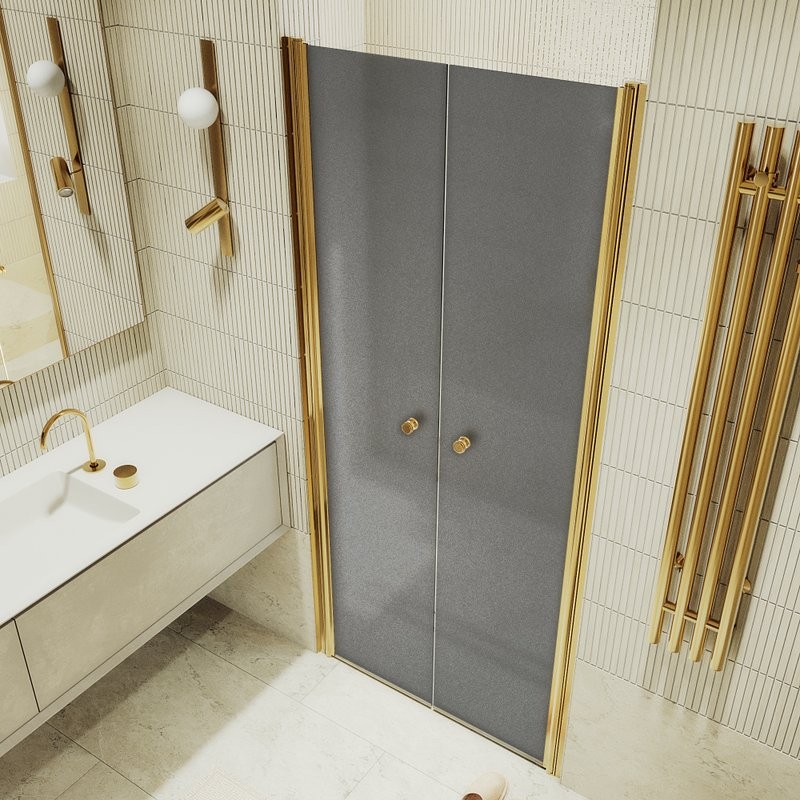 Душевая дверь в нишу Maybahglass MGD-429-3 120 см, профиль матовое золото, стекло графит матовый