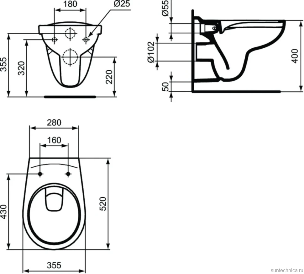 Унитаз подвесной Ideal Standard Eurovit K881201 безободковый