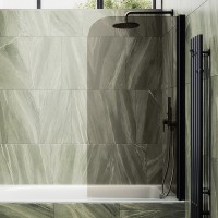 Шторка на ванну Maybahglass MGV-244-6 60 см, профиль матовый черный, стекло бронза