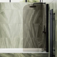Шторка на ванну Maybahglass MGV-244-6 60 см, профиль матовый черный, стекло бронза