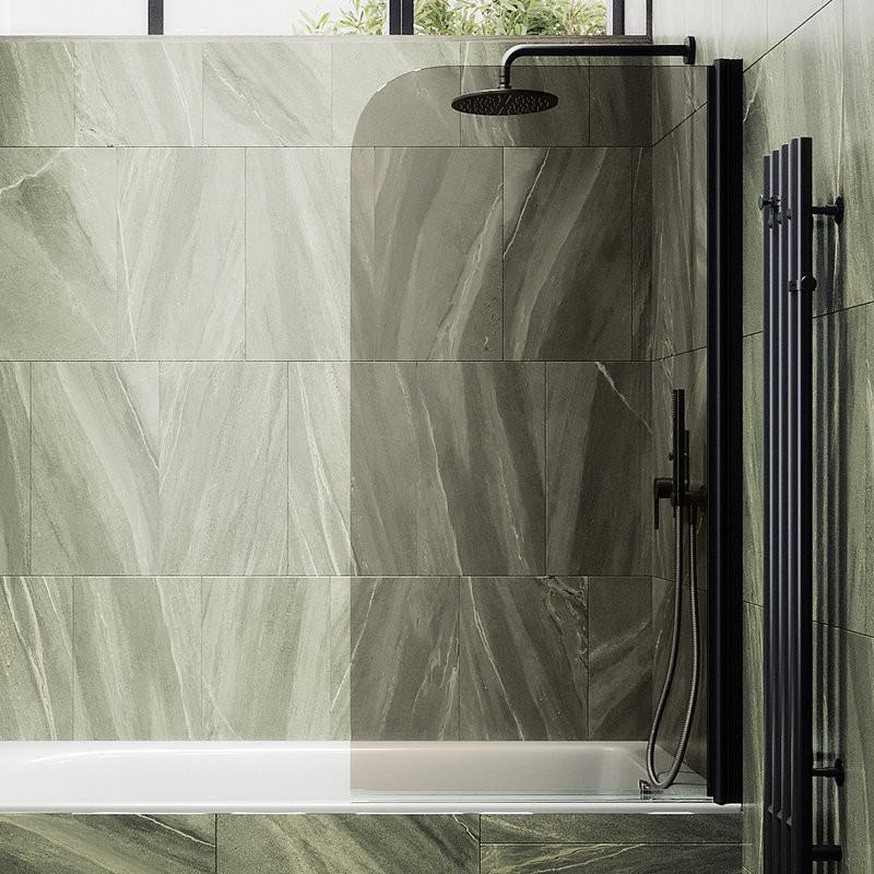 Шторка на ванну Maybahglass MGV-244-6 60 см, профиль матовый черный, стекло бронза