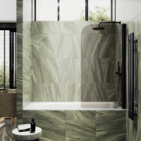 Шторка на ванну Maybahglass MGV-244-6 60 см, профиль матовый черный, стекло бронза