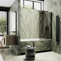 Шторка на ванну Maybahglass MGV-244-6 60 см, профиль матовый черный, стекло бронза