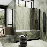 Шторка на ванну Maybahglass MGV-244-6 60 см, профиль матовый черный, стекло бронза