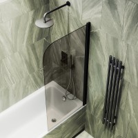 Шторка на ванну Maybahglass MGV-244-6 60 см, профиль матовый черный, стекло бронза