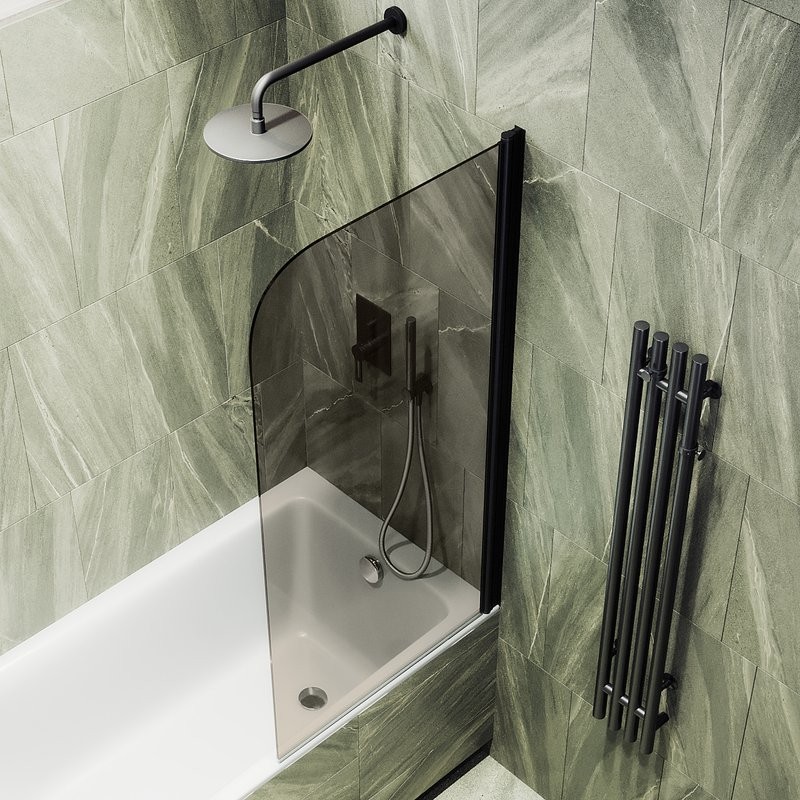 Шторка на ванну Maybahglass MGV-244-6 60 см, профиль матовый черный, стекло бронза
