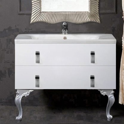 Тумба с раковиной Armadi Art NeoArt 100 white с ручками Glaze хром, с ножками