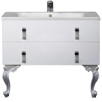 Тумба с раковиной Armadi Art NeoArt 100 white с ручками Glaze хром, с ножками