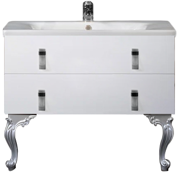 Тумба с раковиной Armadi Art NeoArt 100 white с ручками Glaze хром, с ножками