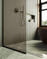 Душевая перегородка Maybahglass MGD-685-6у 119 см, профиль черный, стекло бронза матовое