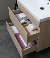 Тумба с раковиной Aquanet Нота new 100 подвесная, дуб светлый