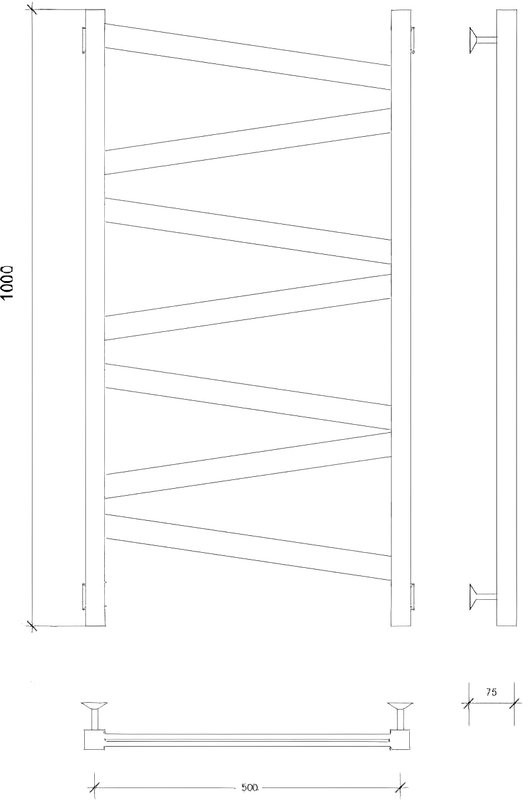 Полотенцесушитель водяной Secado Мирано плюс 100x55 см, матовый черный, лесенка