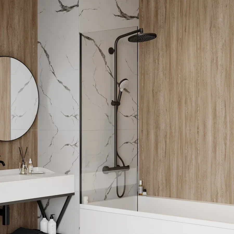 Шторка на ванну 60x140 Maretti Project Black PB41F6014099, черный профиль