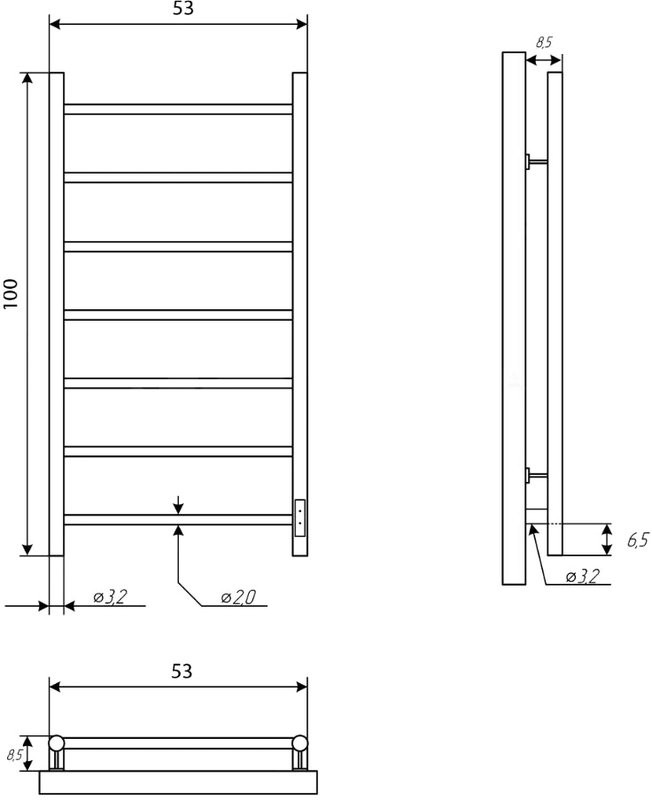 Полотенцесушитель электрический EWRIKA Сафо PN 100x50, хром