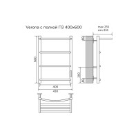 Полотенцесушитель Azario VERONA 400/600 электрический с полкой R 3 пер.