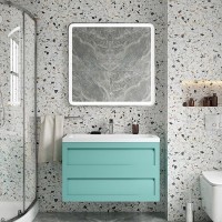 Тумба с раковиной Art&Max Platino 100 подвесная, светло-зеленая матовая, под раковину AM-LAV 100