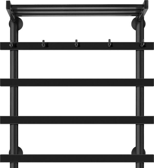 Полотенцесушитель электрический Secado Понтида 1 КСП, L 60x60 см, подключение слева, матовый черный, лесенка, с полкой