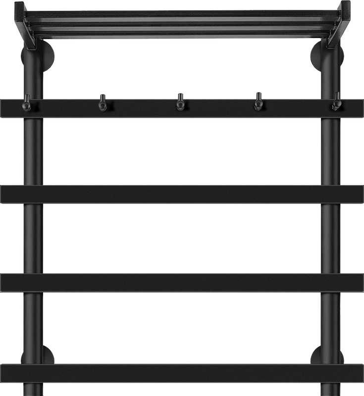 Полотенцесушитель электрический Secado Понтида 1 КСП, L 60x60 см, подключение слева, матовый черный, лесенка, с полкой