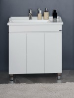 Тумба с раковиной СаНта Марс 80 напольная, с дверками, глянцевая белая