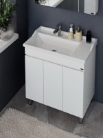 Тумба с раковиной СаНта Марс 80 напольная, с дверками, глянцевая белая