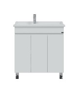 Тумба с раковиной СаНта Марс 80 напольная, с дверками, глянцевая белая