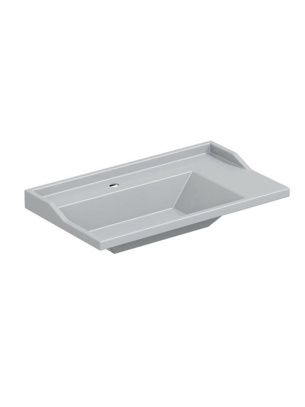 Тумба с раковиной СаНта Марс 80 напольная, с дверками, глянцевая белая