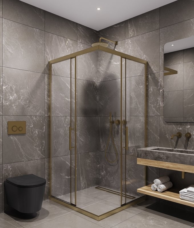 Душевой уголок Timo TKSS-100/17C-8 100x100 см, профиль матовое золото, стекло прозрачное