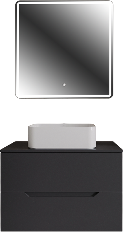 Мебель для ванной комнаты Orange Line 80 подвесная, 2 ящика, матовый графит с раковиной B02-460W