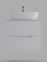 Тумба с раковиной Orange Line 60 подвесная, 2 ящика, матовая белая с раковиной B08-500W