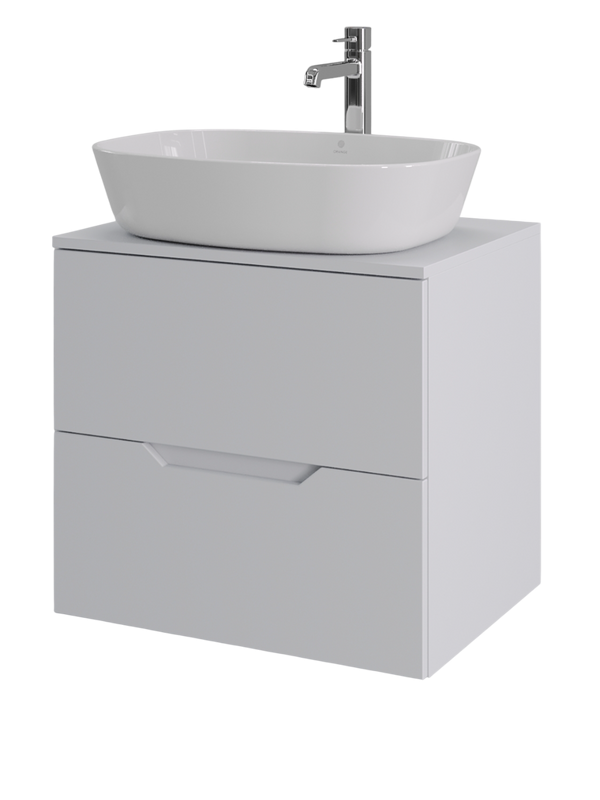 Тумба с раковиной Orange Line 60 подвесная, 2 ящика, матовая белая с раковиной B08-500W