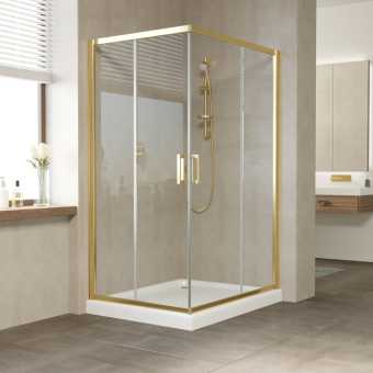 Душевой уголок Vegas Glass ZA-F 110*90 09 01 профиль золото, стекло прозрачное
