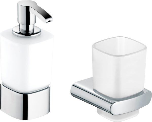 Набор Дозатор Keuco Elegance new 11653 019001 + 2 уп. пенного мыла + Стакан 11650 019000 хром