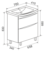 Тумба с раковиной Emmy Клермонт 70
